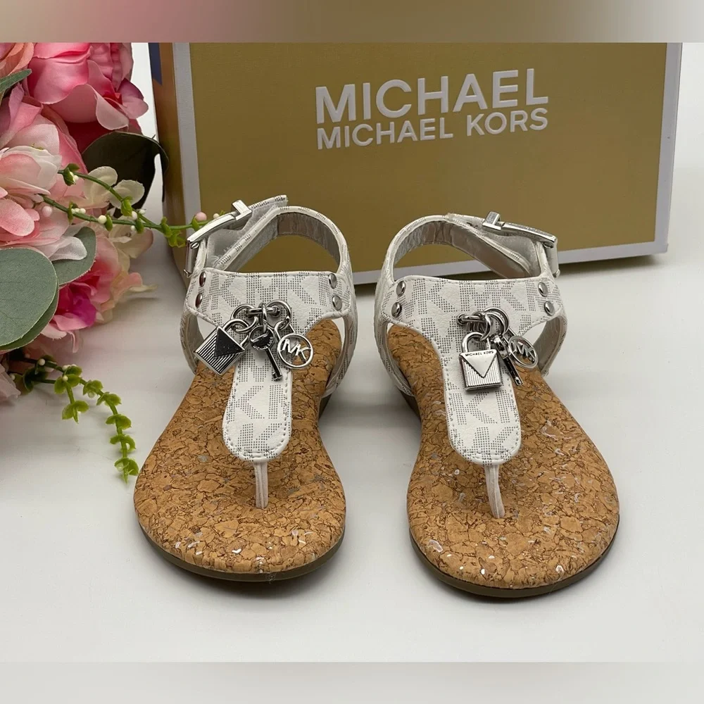 Michael Kors Girl’s Monogram Thong Charm Sandals